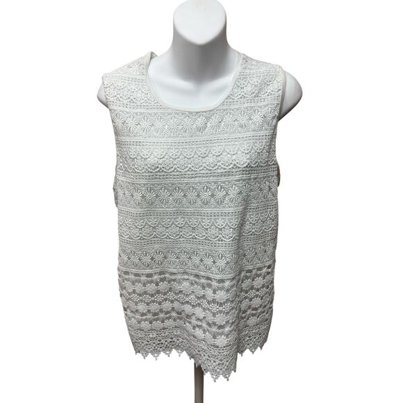 Lapis White Lace Sleeveless Tank Top - Size Small Lace Overlay Shirt - Picture 1 of 11